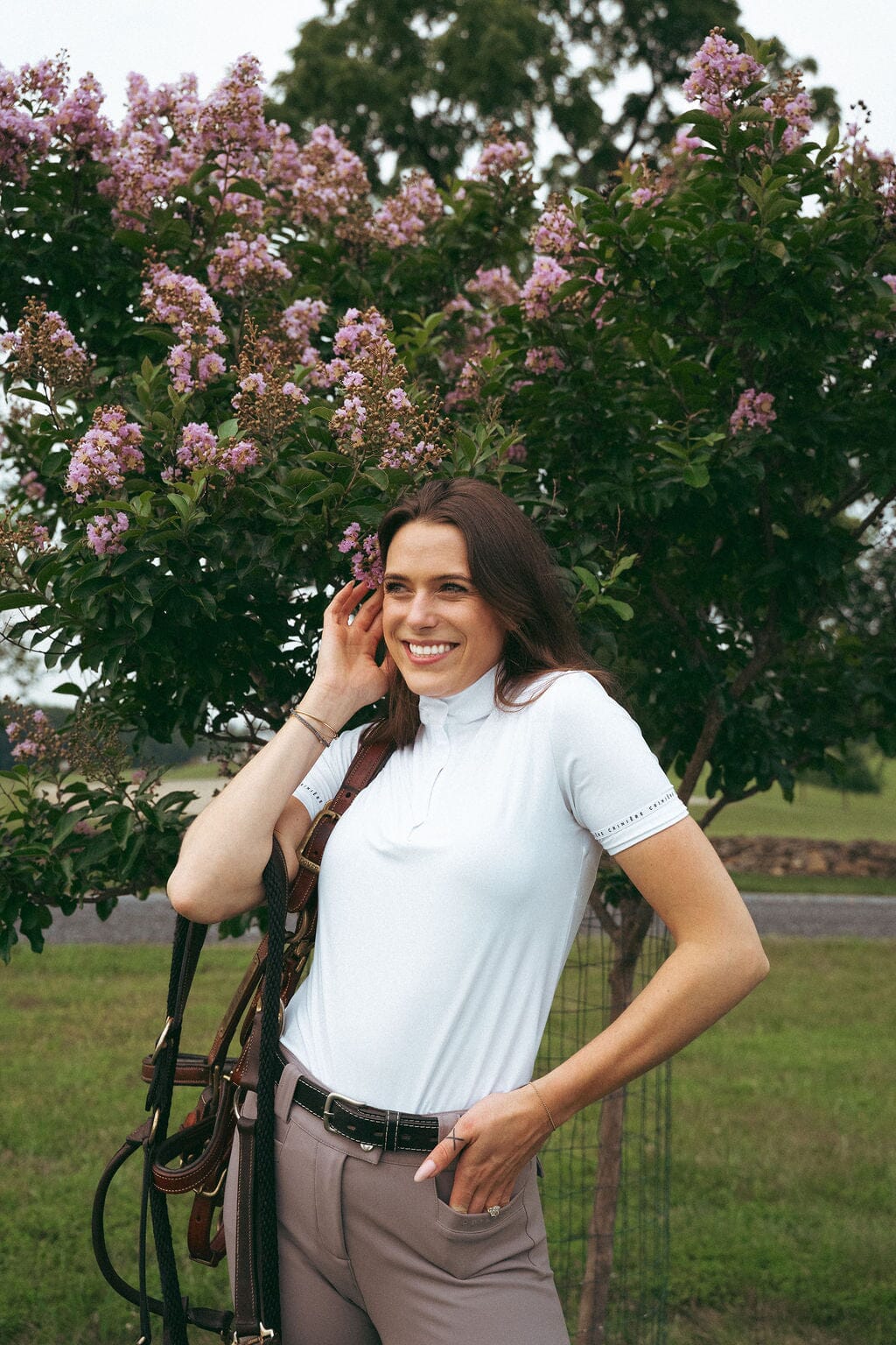 Olivia Show Shirt | Snow White Equestrian apparel C R I N I Ē R E